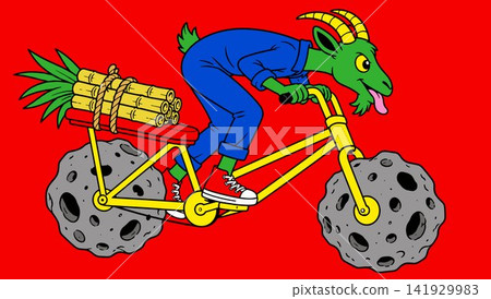 Goat Riding Asteroid Bicycle 141929983