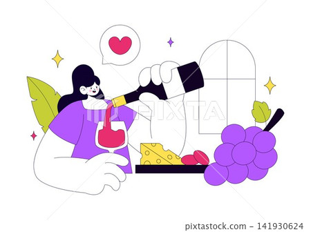 Wine Tasting Vector Illustration Featuring Sommelier, Wine Glasses, Bottle Selection, Grape Pairing, And Elegant Tasting Experience Wine Tasting Vector Illustration Featuring Sommelier, Wine Glasses, Bottle Selection, Grape Pairing, And Elegant Tasting Experience 141930624
