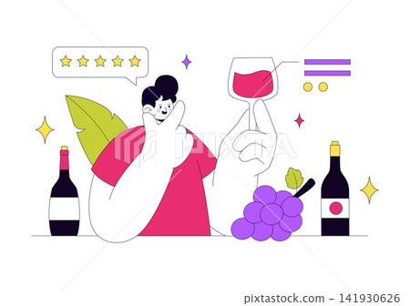 Wine Tasting Vector Illustration Featuring Sommelier, Wine Glasses, Bottle Selection, Grape Pairing, And Elegant Tasting Experience Wine Tasting Vector Illustration Featuring Sommelier, Wine Glasses, Bottle Selection, Grape Pairing, And Elegant Tasting Experience 141930626