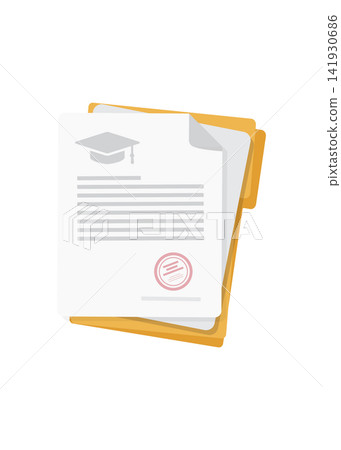 graduation diploma document stored in folder with official stamp seal graduation diploma document stored in folder with official stamp seal 141930686