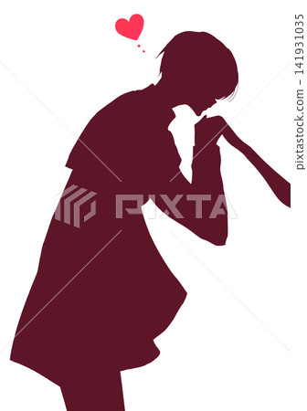 一位王子親吻著手背;一件斗篷;一個心形符號;一個剪影。 一位王子親吻著手背;一件斗篷;一個心形符號;一個剪影。 141931035