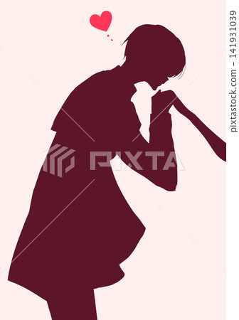 一位王子親吻著手背;一件斗篷;一個心形符號;一個剪影。 一位王子親吻著手背;一件斗篷;一個心形符號;一個剪影。 141931039