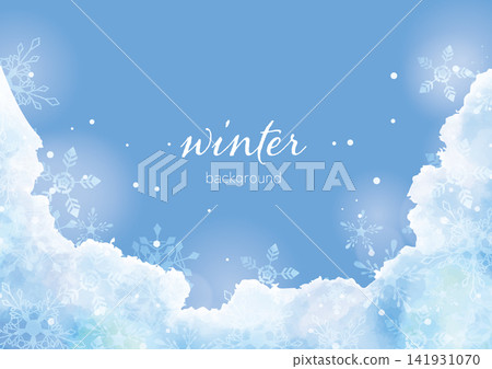 一幅美麗的冬季背景畫框,上面印有水彩雪花圖案。 一幅美麗的冬季背景畫框,上面印有水彩雪花圖案。 141931070