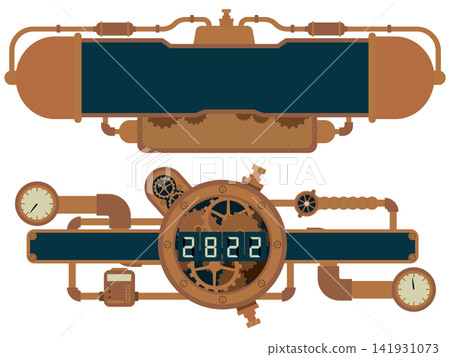 Steampunk-style mechanical frame material set (gears, pipes, meter designs) Steampunk-style mechanical frame material set (gears, pipes, meter designs) 141931073