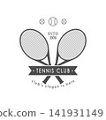 Tennis. Stylized logo with rackets and a ball, emblem or sticker for a tennis club 141931149