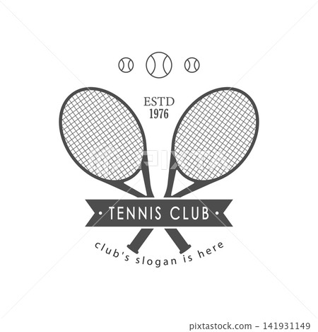 Tennis. Stylized logo with rackets and a ball, emblem or sticker for a tennis club Tennis. Stylized logo with rackets and a ball, emblem or sticker for a tennis club 141931149
