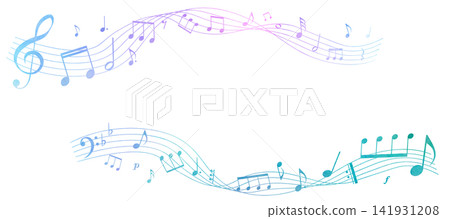Frame illustration of musical score with a colorful perspective Staff background illustration Frame illustration of musical score with a colorful perspective Staff background illustration 141931208