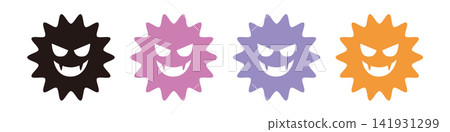 Vector icon of a virus with fangs (4-color set) Vector icon of a virus with fangs (4-color set) 141931299