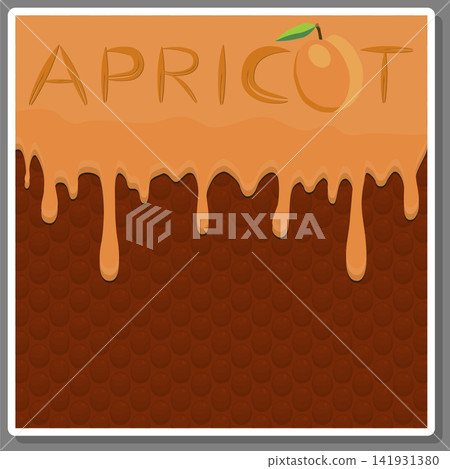 Illustration on theme falling runny apricot drip at sugary waffle cookie Illustration on theme falling runny apricot drip at sugary waffle cookie 141931380