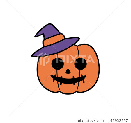 An illustration of a jack-o'-lantern wearing a hat. An illustration of a jack-o'-lantern wearing a hat. 141932397