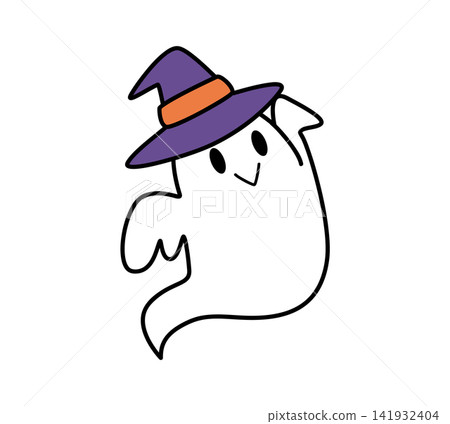An illustration of a ghost wearing a pointed hat. An illustration of a ghost wearing a pointed hat. 141932404