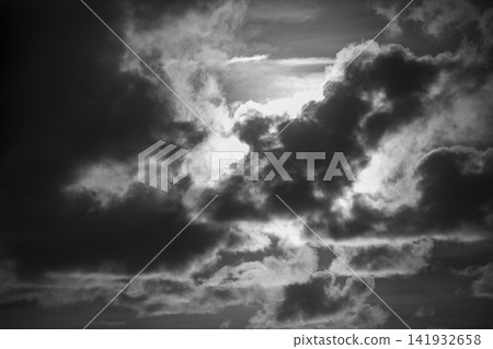 A dramatic scene: sunlight filtering through gaps in the clouds on Amami Oshima Island. A dramatic scene: sunlight filtering through gaps in the clouds on Amami Oshima Island. 141932658