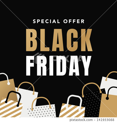 Black Friday Special Offer Shopping Bag Decoration Sale Promotional Banner Background Material Black Friday Special Offer Shopping Bag Decoration Sale Promotional Banner Background Material 141933088