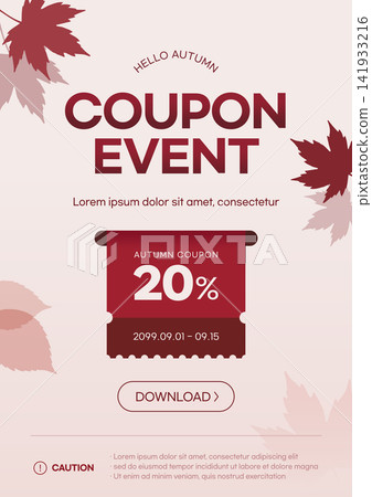 Autumn Season Discount Coupon Banner Template for Online Shopping Mall Sale Event Autumn Season Discount Coupon Banner Template for Online Shopping Mall Sale Event 141933216