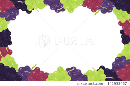 Realistic and colorful transparent grape frame 3_horizontal Realistic and colorful transparent grape frame 3_horizontal 141933467