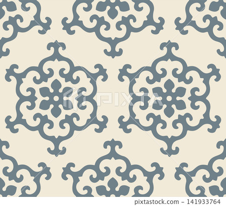 Light eastern ornamental pattern with repeating floral medallions for wallpaper textiles and home decor Light eastern ornamental pattern with repeating floral medallions for wallpaper textiles and home decor 141933764