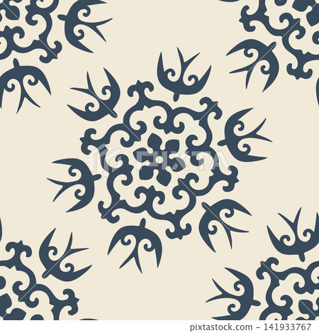 Eastern floral medallion and swallow pattern for textiles wallpaper scarves and decorative design Eastern floral medallion and swallow pattern for textiles wallpaper scarves and decorative design 141933767