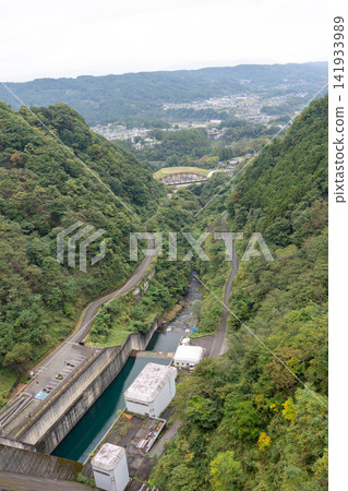 Mountain dam and valley scenery Mountain dam and valley scenery 141933989