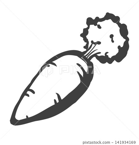Hand-drawn brushstroke style illustration of a carrot 141934169