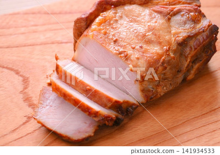 Roasted pork loin. Block portion. Roasted pork loin. Block portion. 141934533