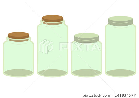 A set of illustrations of glass bottles with cork lids and metal lids, varying in height. A set of illustrations of glass bottles with cork lids and metal lids, varying in height. 141934577