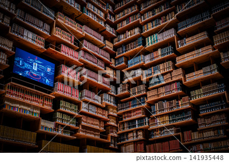 The bookshelf theater and the awe-inspiring gigantic bookshelves at the Kadokawa Musashino Museum The bookshelf theater and the awe-inspiring gigantic bookshelves at the Kadokawa Musashino Museum 141935448