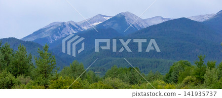 Summer banner landscape of Pirin mountains, Bulgaria Summer banner landscape of Pirin mountains, Bulgaria 141935737