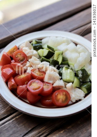 A small, single-serving Cobb salad-style chicken salad. A small, single-serving Cobb salad-style chicken salad. 141936017