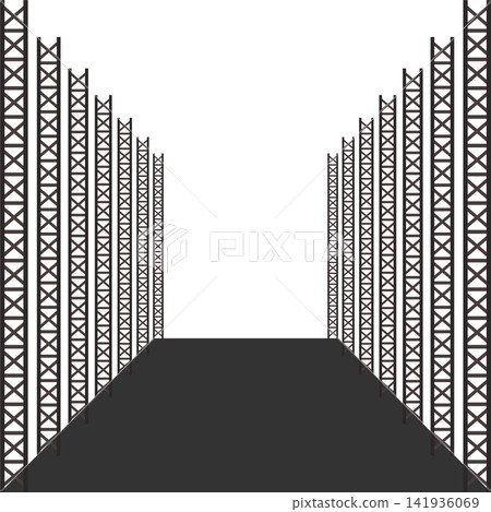 Vector illustration of a runway perspective with rows of spotlights Vector illustration of a runway perspective with rows of spotlights 141936069