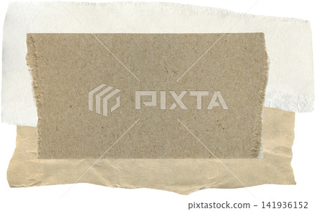 Textures brown and white cardboard pieces with ripped edges, old notes sheet. Collage elements with space for text. Vintage scrapbook background of fragments carton and paper Textures brown and white cardboard pieces with ripped edges, old notes sheet. Collage elements with space for text. Vintage scrapbook background of fragments carton and paper 141936152