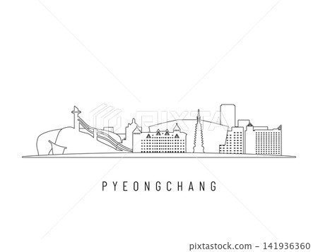 Detailed Pyeongchang skyline vector illustration. Detailed Pyeongchang skyline vector illustration. 141936360