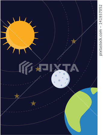 Earth Moon and Sun Orbit Space Astronomy Educational Flat Vector Illustration Design Earth Moon and Sun Orbit Space Astronomy Educational Flat Vector Illustration Design 141937052