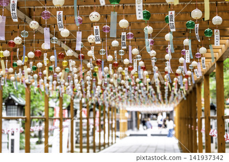 Summer Takekoma Shrine: Wind chimes on the approach to the shrine, summer pilgrimage, Iwanuma City, Miyagi Prefecture Summer Takekoma Shrine: Wind chimes on the approach to the shrine, summer pilgrimage, Iwanuma City, Miyagi Prefecture 141937342