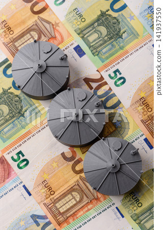Oil tankers against the Euro money, concept of fuel supplies to Europe. Oil or liquefied gas tank Oil tankers against the Euro money, concept of fuel supplies to Europe. Oil or liquefied gas tank 141937550