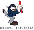 Male student in uniform, baton pass, generational change, start, dash, running, illustration 141938342