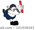 Female student in uniform, baton pass, generational change, start, dash, running, illustration 141938343