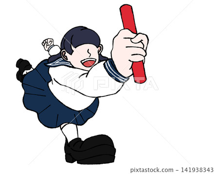 身著制服的女學生,接力棒傳遞,代際更迭,起跑,衝刺,奔跑,插圖 身著制服的女學生,接力棒傳遞,代際更迭,起跑,衝刺,奔跑,插圖 141938343