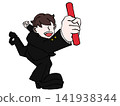 Male student in uniform, baton pass, generational change, start, dash, running, illustration 141938344