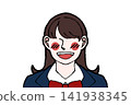 Female student in uniform, smiling, blushing, bust-up illustration 141938345