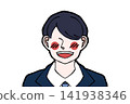Male student in uniform, smiling, blushing, bust-up illustration 141938346