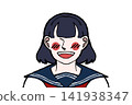 Female student in uniform, smiling, blushing, bust-up illustration 141938347