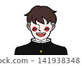 Male student in uniform, smiling, blushing, bust-up illustration 141938348