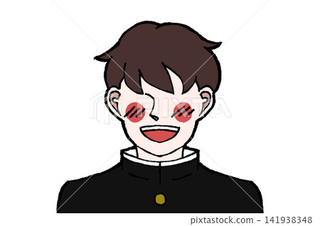 Male student in uniform, smiling, blushing, bust-up illustration 141938348