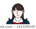 Female student in uniform, serious expression, no facial expression, bust-up illustration 141938349