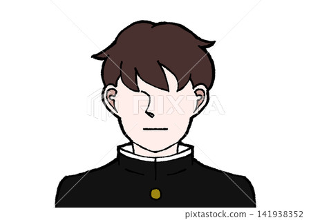 Male student in uniform, serious expression, no facial expression, bust-up illustration Male student in uniform, serious expression, no facial expression, bust-up illustration 141938352