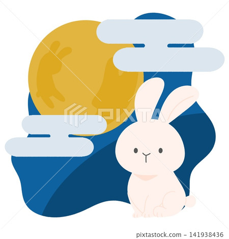 Cute and Relaxing Moon Viewing | Rabbit and Full Moon Cute and Relaxing Moon Viewing | Rabbit and Full Moon 141938436