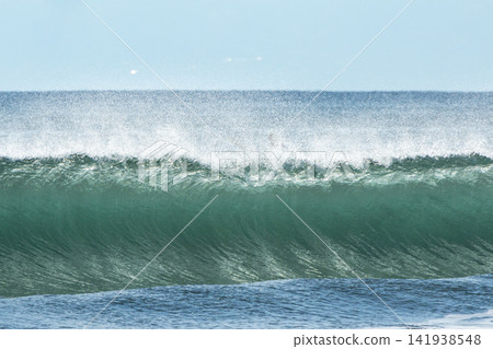 Shonan Kugenuma Beach: Waves sending up spray. Shonan Kugenuma Beach: Waves sending up spray. 141938548