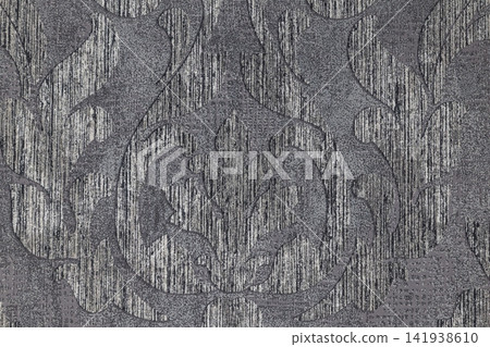 Vintage dark grey tapestry fabric with floral damask pattern Vintage dark grey tapestry fabric with floral damask pattern 141938610