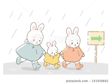 一群兔子躲避暴雨。 一群兔子躲避暴雨。 141938692