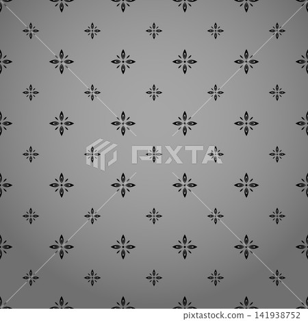 Flower geometric pattern. Seamless vector background. Gray and black ornament Flower geometric pattern. Seamless vector background. Gray and black ornament 141938752